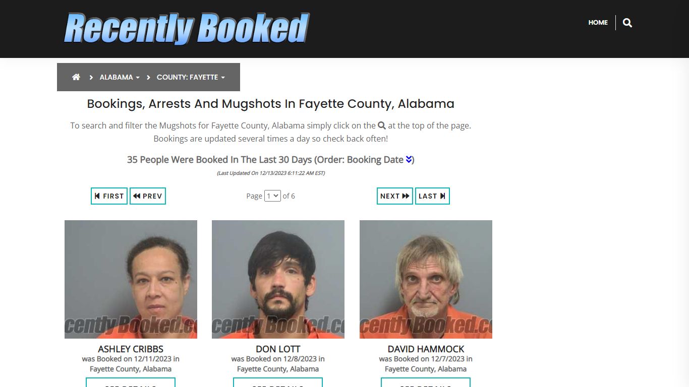 Recent bookings, Arrests, Mugshots in Fayette County, Alabama